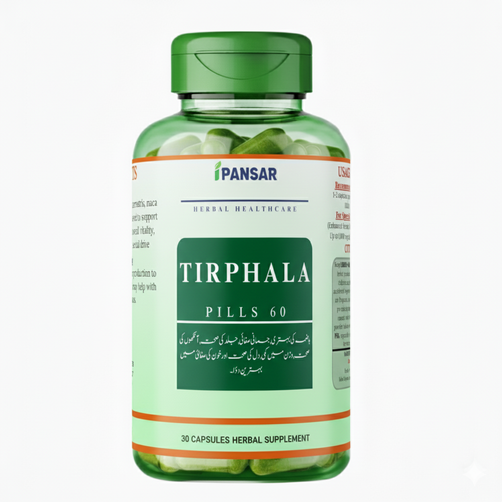 Organic Triphala capsules for natural digestion, detox and gentle colon cleansing Triphala Capsules Organic Digestive Detox Bottle
